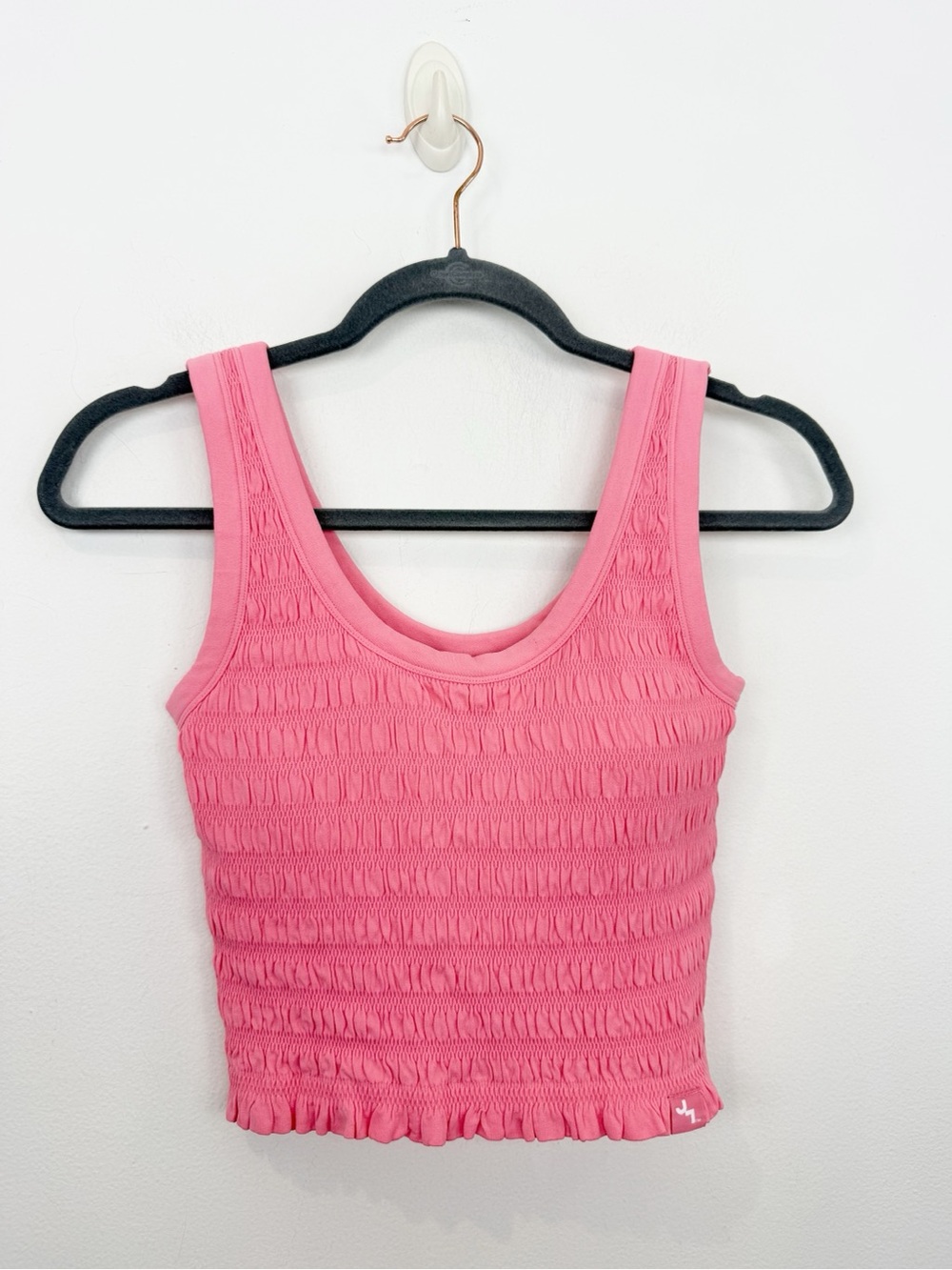 Joy Lab Smocked Coral Pink Crop Tank Top Size Large